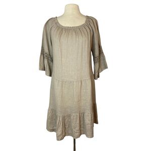 Terzo Millennio Linen Dress Women's Sz L Coastal‎ Cottage Beachy Minimalist